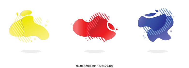 set of modern primary color vector graphic elements isolated. dynamic or liquid shapes and color gradient. templates for designs, cards, flyers, banners, brochures, and presentations.