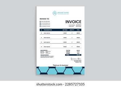 Set of modern professional invoice design