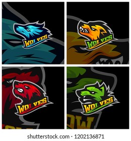 Set of Modern professional Wolf logo for a sport team. Wolf logo vector illustration.