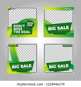 Set of modern promotion square web banner for social media mobile apps
