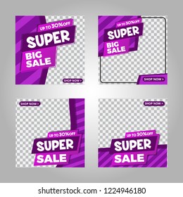 Set of modern promotion square web banner for social media mobile apps
