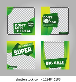 Set of modern promotion square web banner for social media mobile apps
