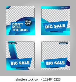 Set of modern promotion square web banner for social media mobile apps