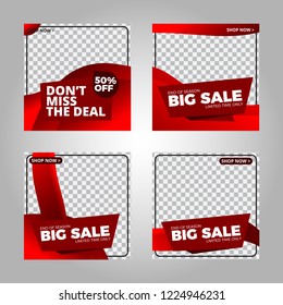 Set of modern promotion square web banner for social media mobile apps