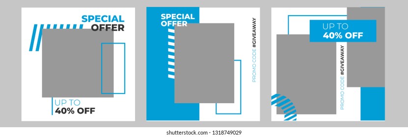 Set modern promotion square web banner for social media mobile apps