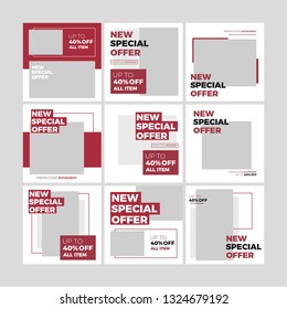 Set of Modern promotion square web banner for social media mobile apps