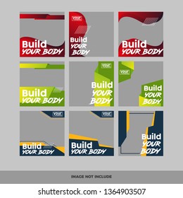Set of modern promotion square web banner for social media mobile apps
