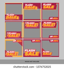 Set of modern promotion square web banner for social media mobile apps