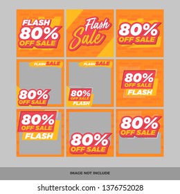 Set of modern promotion square web banner for social media mobile apps