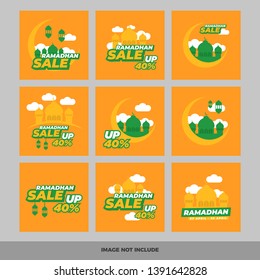 Set of modern promotion square web banner ramadhan for social media mobile apps
