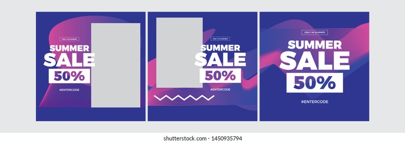 Set modern promotion square web banner for social media mobile apps