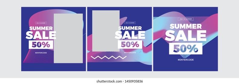 Set modern promotion square web banner for social media mobile apps