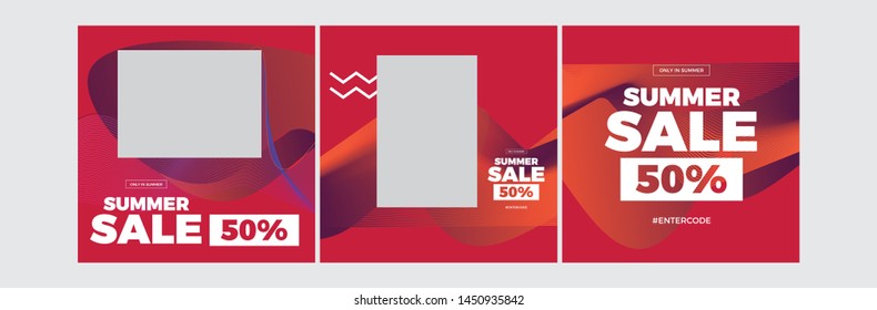 Set modern promotion square web banner for social media mobile apps