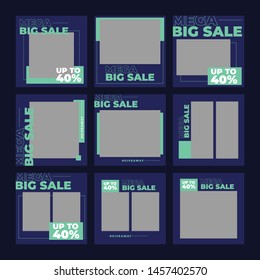 Set modern promotion square web banner for social media mobile apps