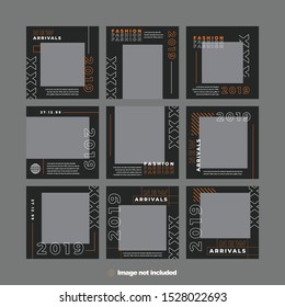Set of modern promotion square web banner for social media mobile apps