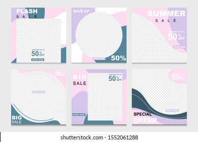 
Juego de banner web de promoción moderna para aplicaciones móviles de medios sociales con texto editable.