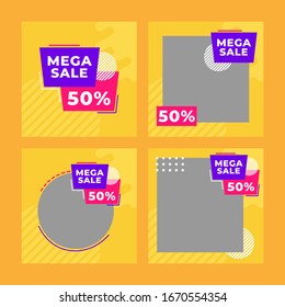 Set of modern promotion square web banner for social media mobile apps