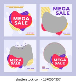Set of modern promotion square web banner for social media mobile apps