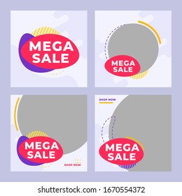 Set of modern promotion square web banner for social media mobile apps