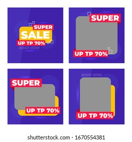 Set of modern promotion square web banner for social media mobile apps