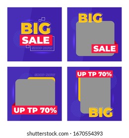 Set of modern promotion square web banner for social media mobile apps