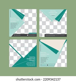 set of modern promotion square web banner for social media mobile apps