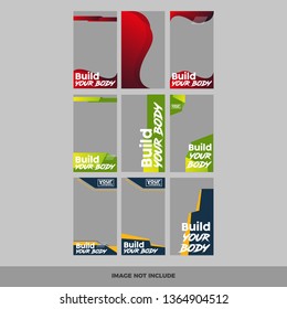 Set of modern promotion web banner for social media mobile apps