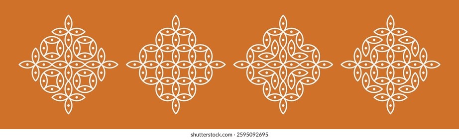 Set of modern pulli kolam. Indian home decor patterns.