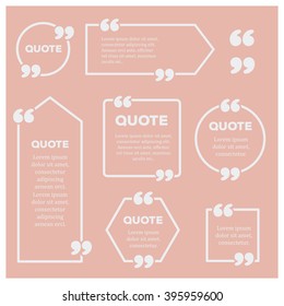 Set of modern quote bubbles, comment template. Different frames delicate blank sample, great for web, app, book, typography design