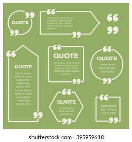 Set of modern quote bubbles, comment template. Different frames delicate blank sample, great for web, app, book, typography design