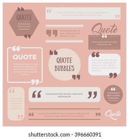 Set of modern quote bubbles, comment template. Different frames delicate blank sample, great for web, app, book, typography design