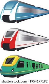 Montaje de trenes ferroviarios modernos en estilo plano. Vector premium del metro de transporte