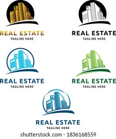 Set of modern Real estate building logo vector. Mortgage company branding