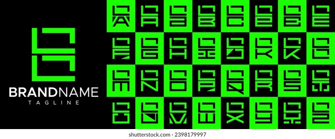 Set of modern rectangular letter L LL logo design