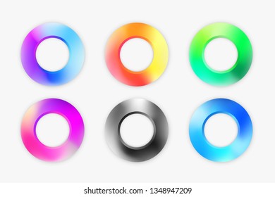 Set of modern rings/circles elements in colorful palette for design, banners, web etc.