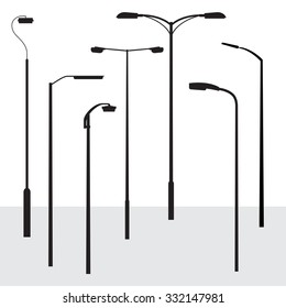 Set of modern road lantern silhouettes