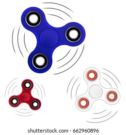 Set of modern rotated colored toys spinners