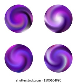 Set with modern round colorful backgrounds. Trendy soft color art. Futuristic retro style of 80th. Violet elegant and effective gradients, smooth blurred abstract covers.