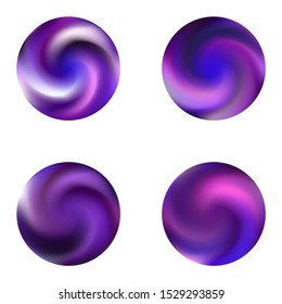Set with modern round colorful backgrounds. Trendy soft color pastel. Geometric retro style of 80th. Violet elegant and effective gradients, smooth blurred abstract covers.