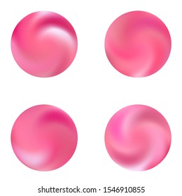 Set with modern round colorful backgrounds. Trendy soft color concept. Neon retro style of 80s. Pink elegant and effective gradients, smooth blurred abstract covers.