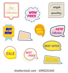Set of modern sale and promo stickers collection.