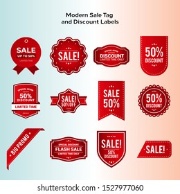 Set of modern sale tag and discount labels