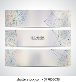 Set of modern the science banners. Molecule structure of DNA and neurons. Vector illustration. EPS 10.