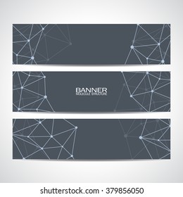 Set of modern the science banners. Molecule structure of DNA and neurons. Vector illustration. EPS 10.