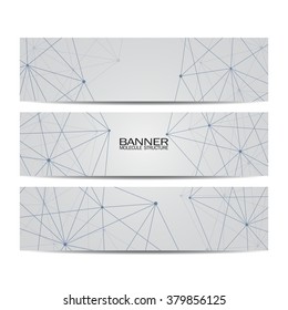 Set of modern the science banners. Molecule structure of DNA and neurons. Vector illustration. EPS 10.