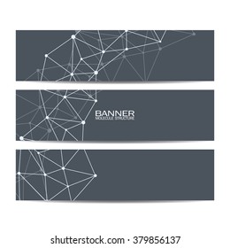 Set of modern the science banners. Molecule structure of DNA and neurons. Vector illustration. EPS 10.