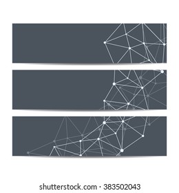 Set of modern the science banners. Molecule structure of DNA and neurons. Vector illustration. EPS 10.
