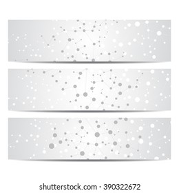 Set of modern science banners. Molecule structure of DNA and neurons. Medicine, science and technology. Vector illustration for your design.