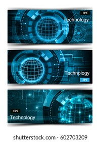 Set of modern scientific banners
