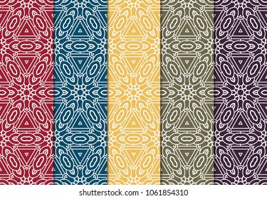 Set of modern seamless floral pattern background. Vector illustration for design. Abstract geometric. Fashion design, print, texture.
